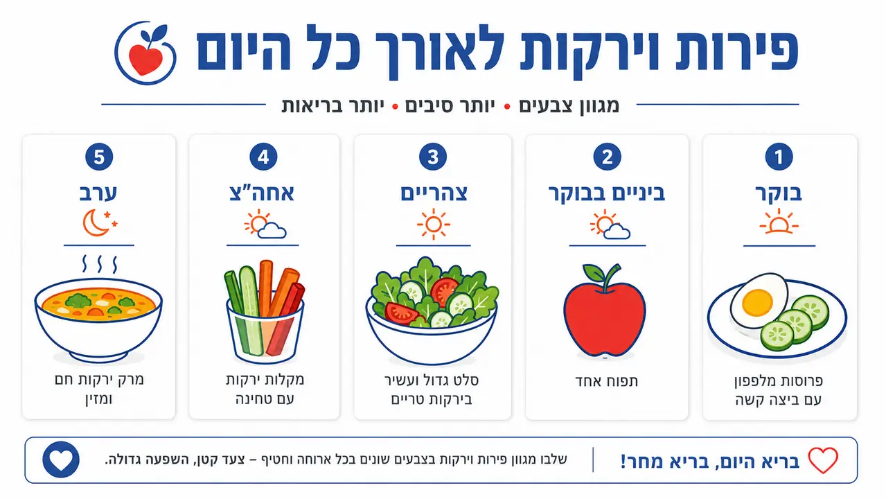 תפריט פירות וירקות יומי לתזונה מאוזנת ובריאה