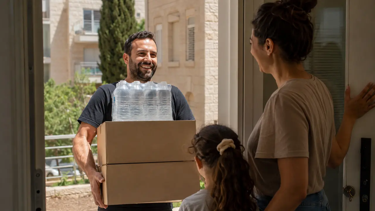 משפחות שעוברות להזמין קניות סופר באינטרנט עד הבית