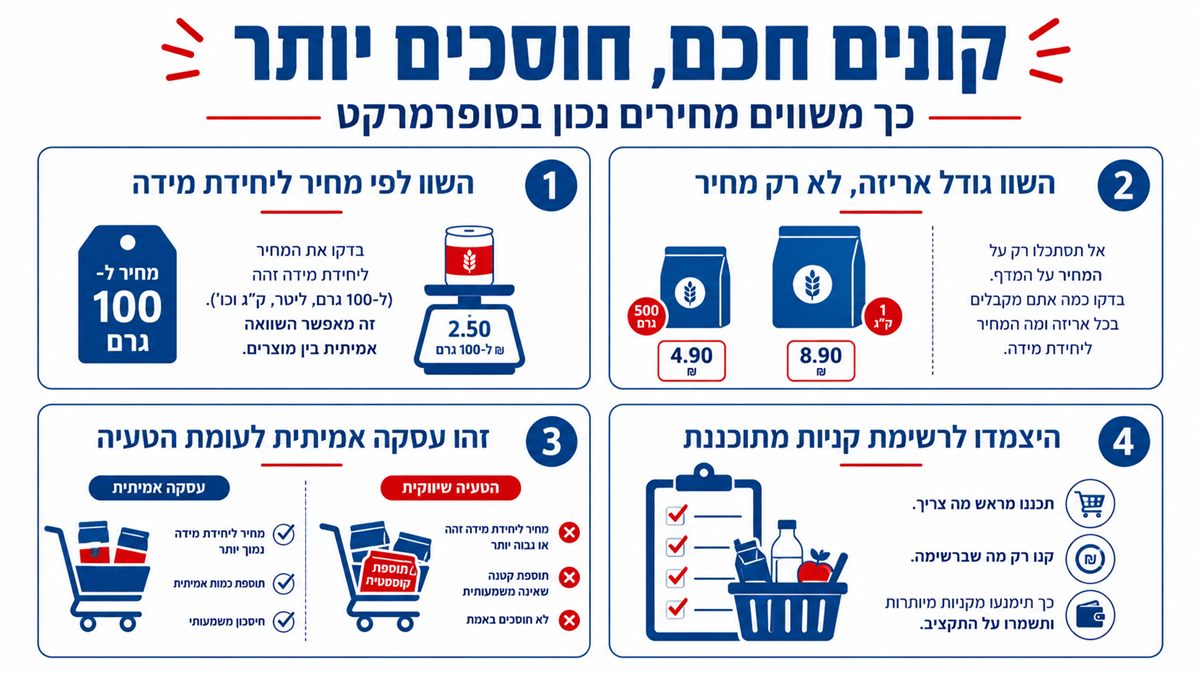 איך משווים מחירים נכון בסופרמרקט - מדריך חיסכון
