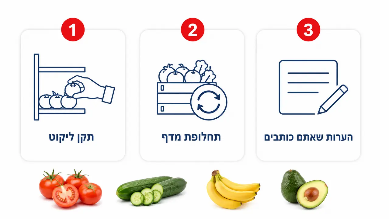 בחירת פירות וירקות טריים בהזמנה אונליין