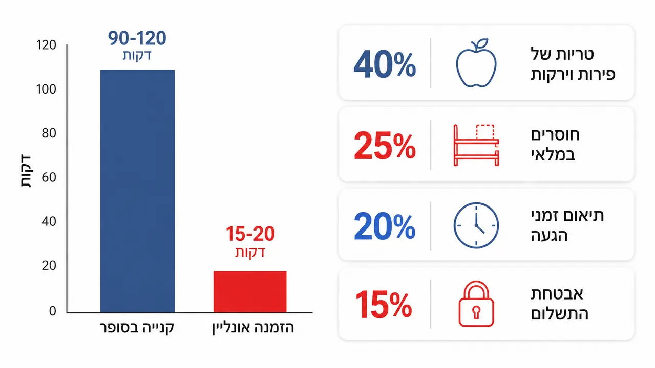 השוואת זמן בין קנייה פיזית לקנייה דיגיטלית