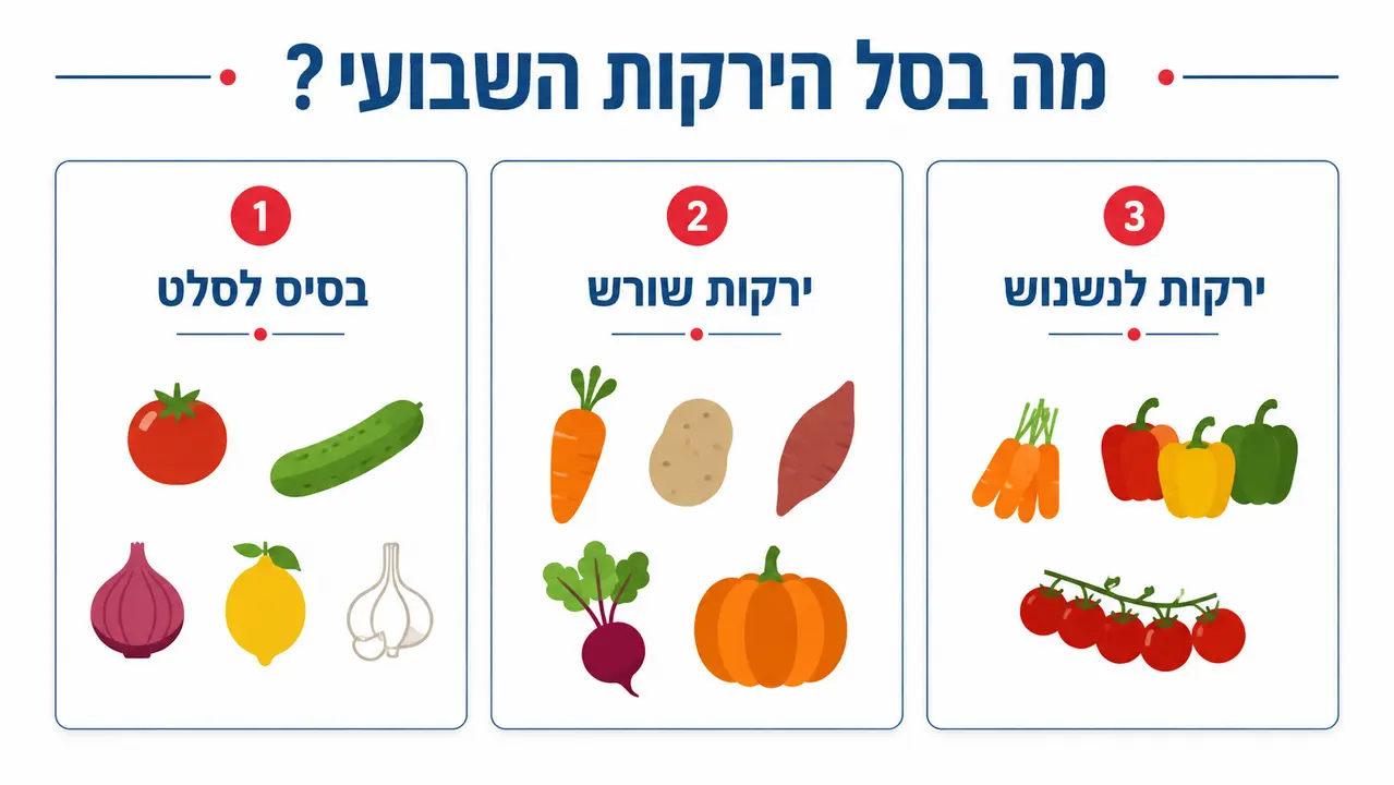 בניית סל ירקות שבועי מסודר לפי רבדים