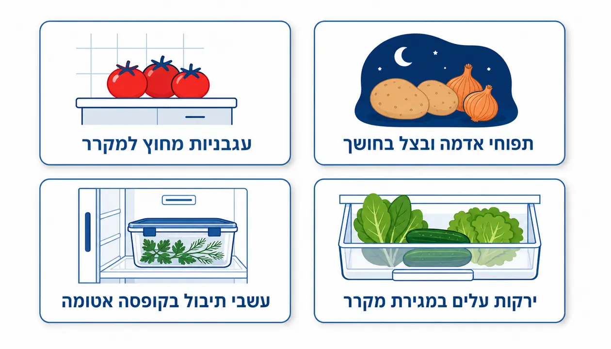 סל פירות וירקות לנשנושים בריאים לילדים לאורך השבוע