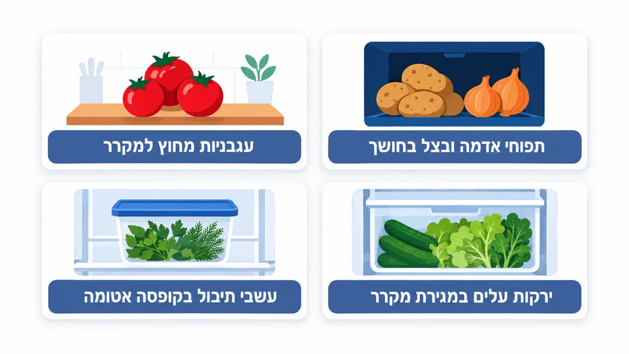אחסון נכון של ירקות ופירות במקרר ומחוצה לו לשמירה על טריות