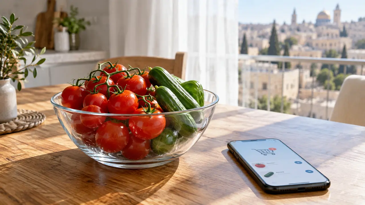 ירקות טריים שנלקטו ביום ההזמנה לקראת משלוח מהיר