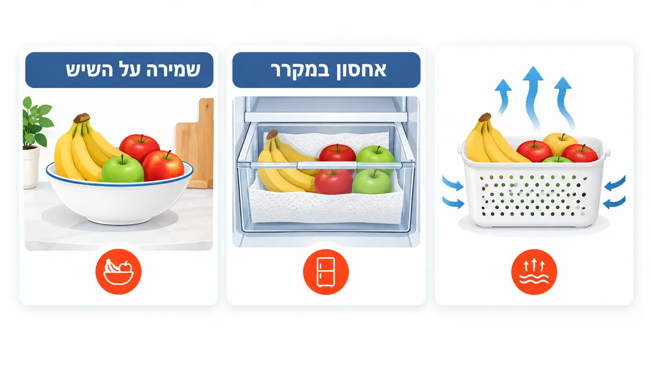 אחסון פירות בבית לשמירה על טריות