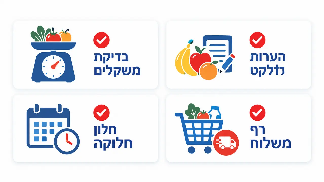 צ'ק ליסט של בדיקות אחרונות לפני סיום הזמנת ירקות ופירות אונליין
